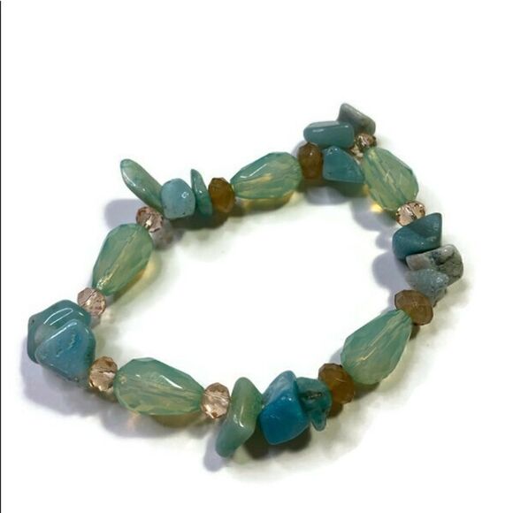 C1946 Multi Color Strands and Stones Necklace with Matching Stretch Bracelet - Picture 3 of 4